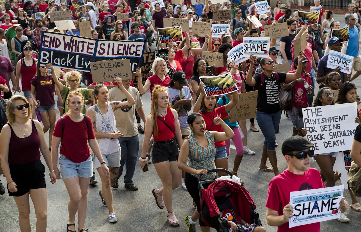 Protesters marched up Hennepin Avenue after a gathering in Loring Park held by Black Lives Matter St. Paul. ] Isaac Hale &#xef; isaac.hale@startribune.com Black Lives Matter St. Paul held a gathering and march which began at Loring Park in Minneapolis on Saturday.