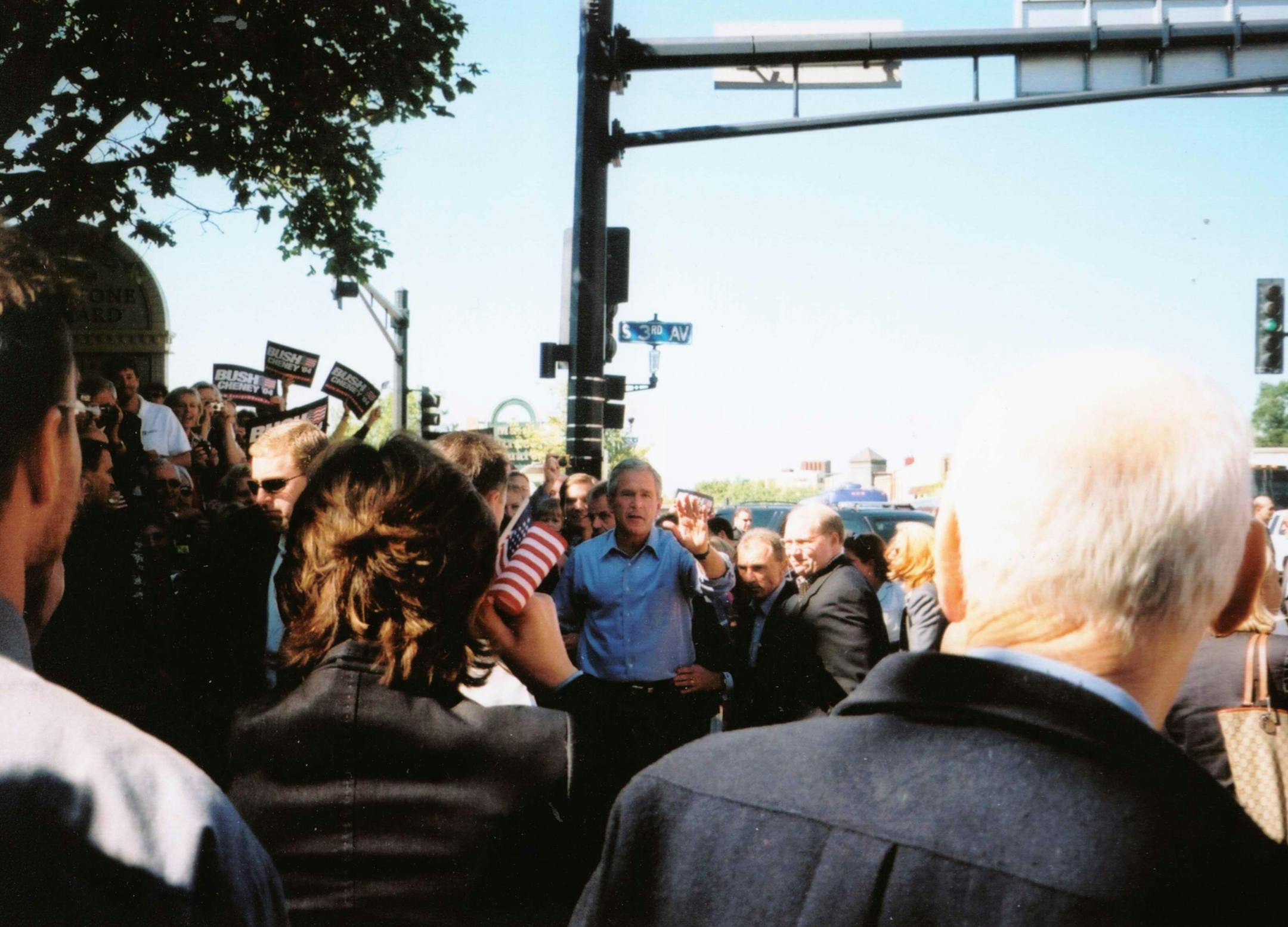 President Bush at the intersection of Third and Main in Anoka. Anoka County Historical Society