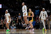 South Carolina guard Tessa Johnson (5) celebrated at the final buzzer of the NCAA women's title game.