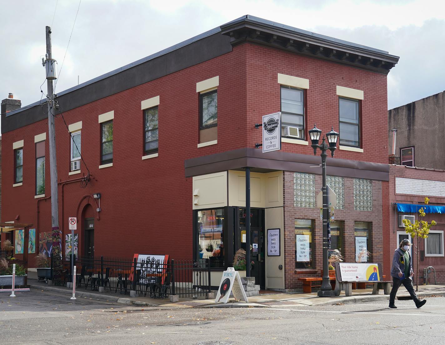 Caydence Records & Coffee on Payne Avenue in St. Paul had a steady stream of customers during the lunch hour on Friday, Oct. 16, 2020. ] Shari L. Gross ¥ shari.gross@startribune.com Before the pandemic, St. Paul's Payne Avenue was on the up-and-up. Vacant buildings were being reborn as small businesses -- a restaurant here, a coffee shop there, even a trapeze studio -- boosting foot traffic and instilling a sense of vibrancy along the corridor. Now, those same businesses are barely holding on, i