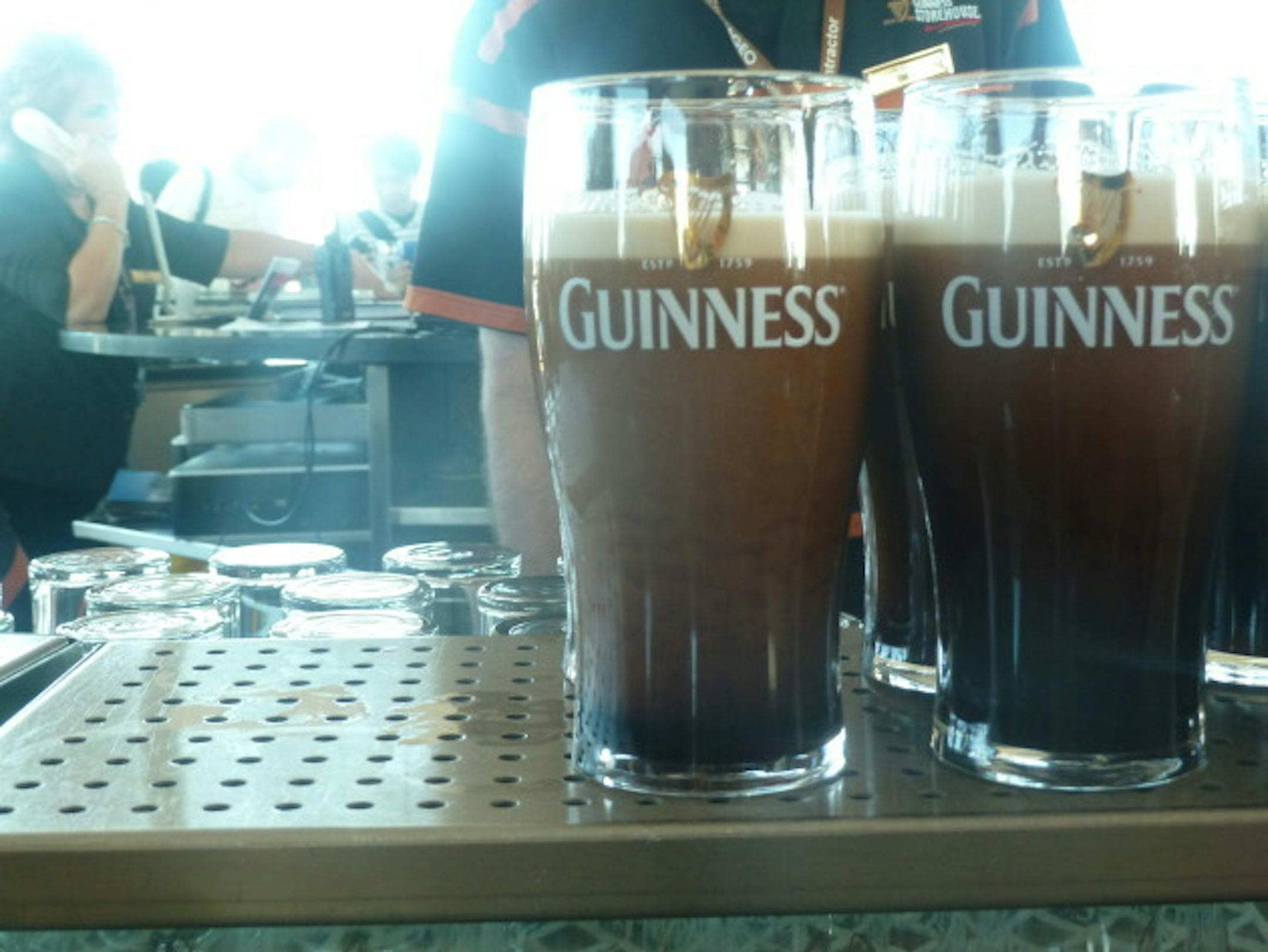 Guinness settling at the factory from light brown to black.