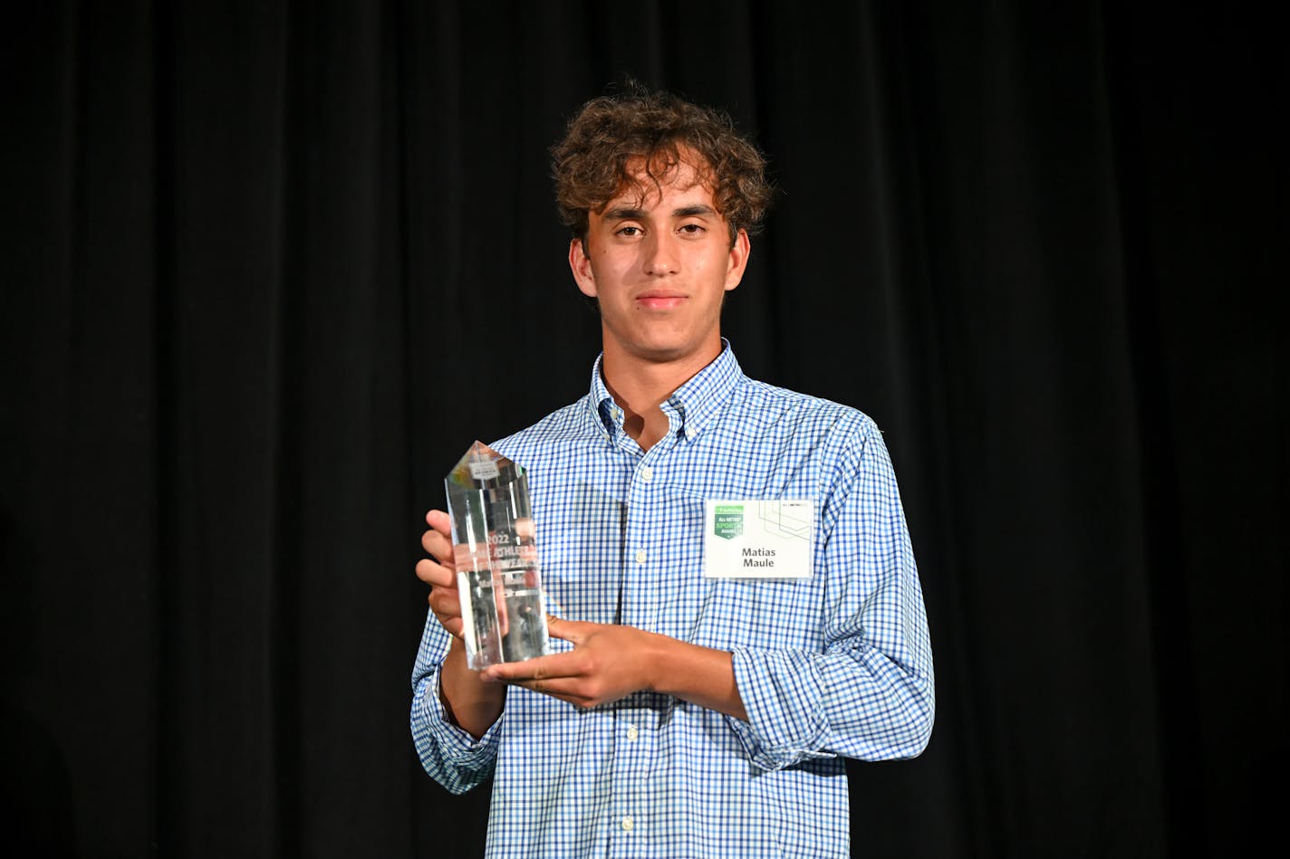 Male Athlete of the Year Matias Maule is recognized during the Star Tribune's All-Metro Sports Awards gala Wednesday, July 27, 2022 at Allianz Field in St. Paul, Minn.] aaron.lavinsky@startribune.com