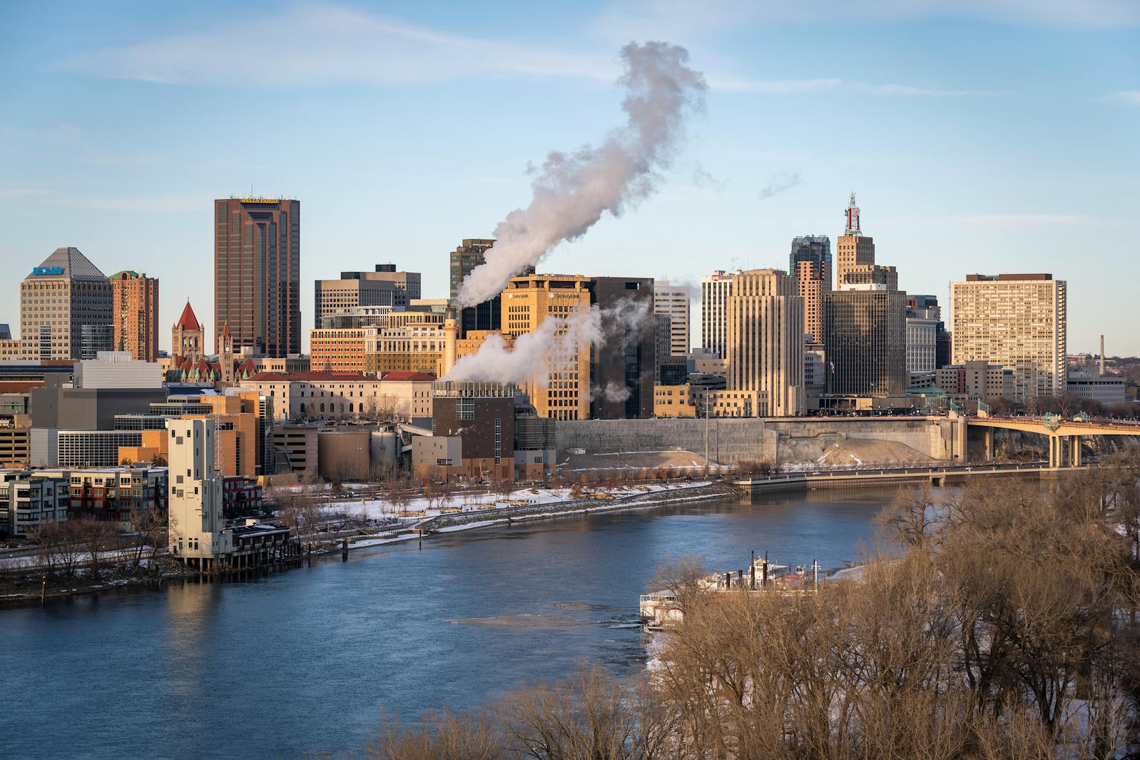 The skyline of downtown St. Paul seen from the Smith Avenue Bridge. 