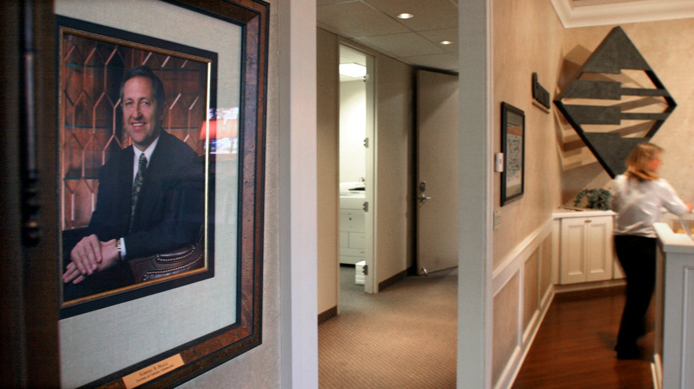 A photo of Robert B. Beale, founder of Comtrol Corportation hangs in the company lobby.