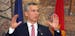 NATO Secretary-General Jens Stoltenberg speaks and gestures after talks with Montenegro's Prime Minister Milo Djukanovic, in Podgorica, Montenegro, Th
