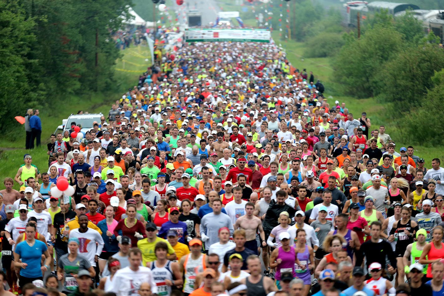 Grandma's Marathon starts on the south end of Two Harbors, Minn.