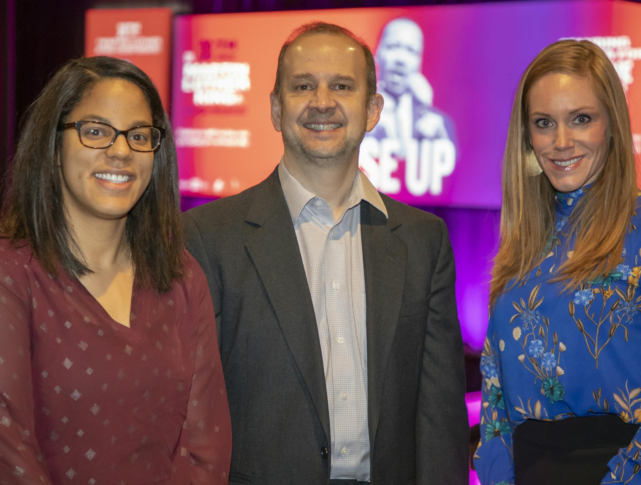 Senta Riley, Paul Mattia, Margeaux King at the 2020 Dr. Martin Luther King Jr. Holiday Breakfast. [ Special to Star Tribune, photo by Matt Blewett, Matte B Photography, matt@mattebphoto.com, 2020 Dr. Martin Luther King Jr. Holiday Breakfast, The Armory, Minneapolis, Minnesota, SAXO 1010220594 FACE012620