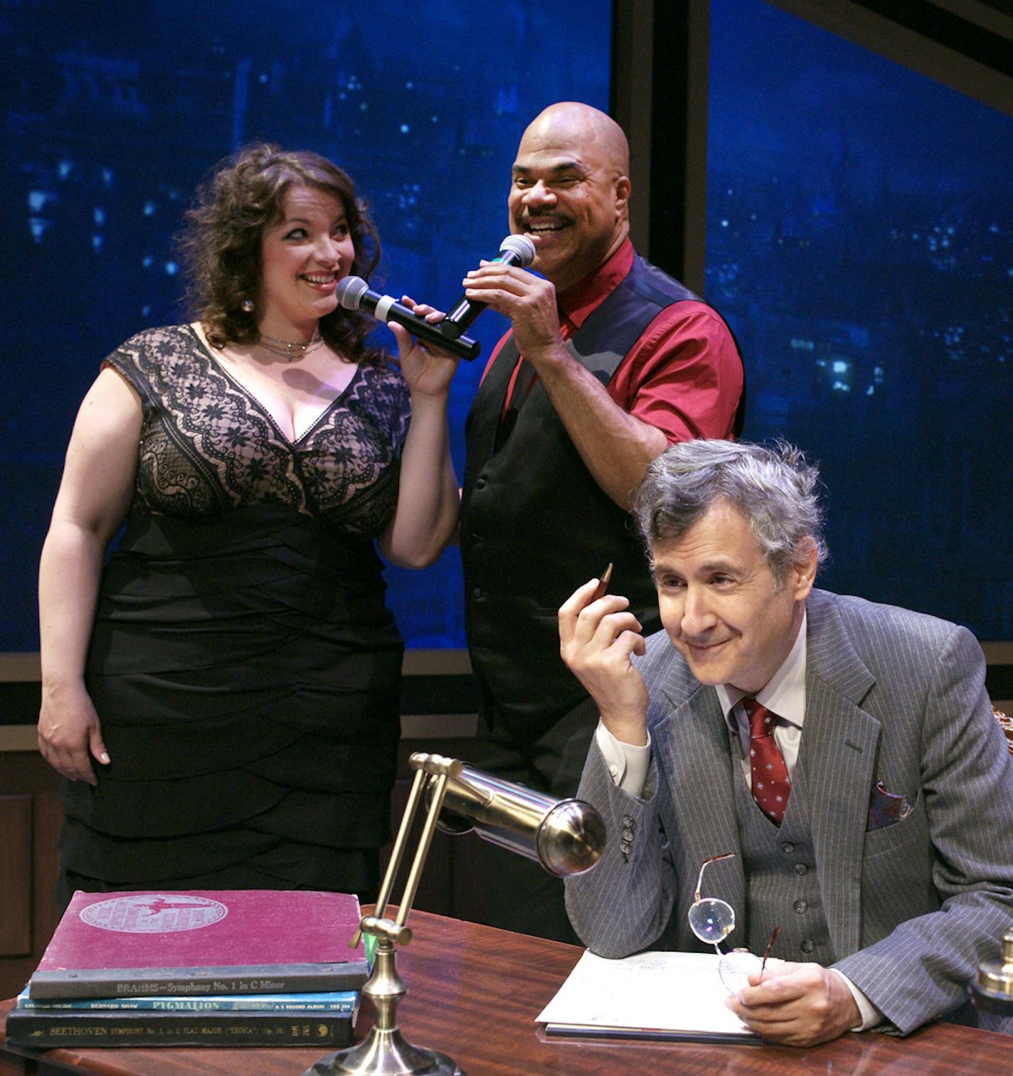 "Words by Ira Gershwin" at Park Square Theatre, featuring singers Jennifer Grimm and Mychael Rambo, and Ari Hoptman as Gershwin.