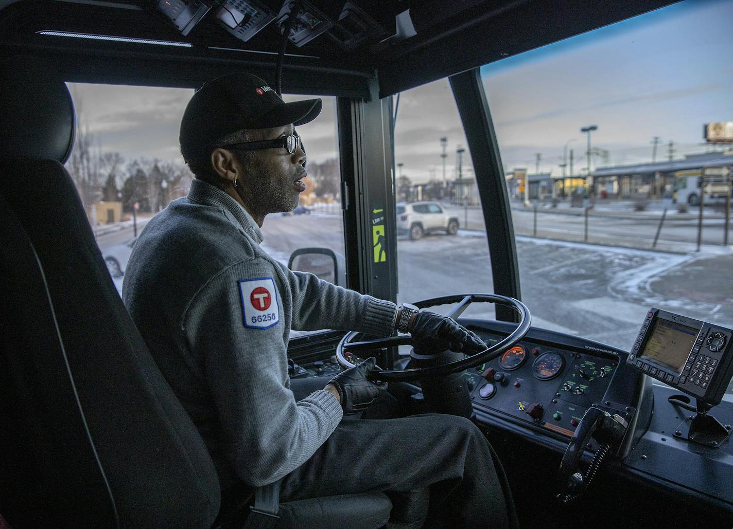 A-Line bus driver David Stiggers, who has worked for Metro Transit for 12 years, made his way into the 46th Street Blue Line LRT station, Friday, January 25, 2019 in Minneapolis, MN. The first rapid-bus line, the A Line, opened in 2016 and has been widely viewed as a runaway success. More lines are under construction, including the C and D Lines, both of which serve north Minneapolis. ] ELIZABETH FLORES &#x2022; liz.flores@startribune.com