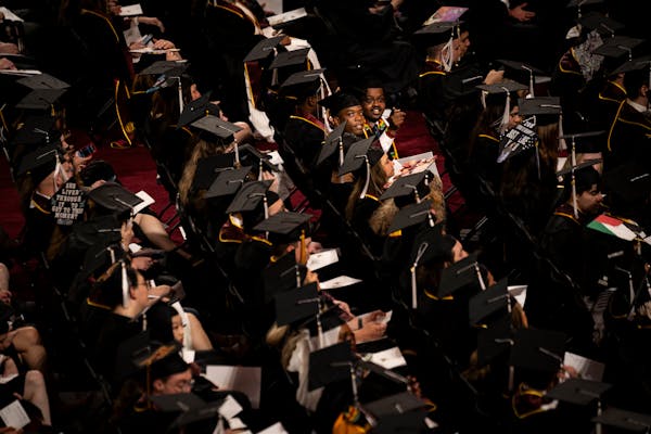 University of Minnesota students sit for the College of Liberal Arts’ graduation ceremony on May 12 in Minneapolis.
