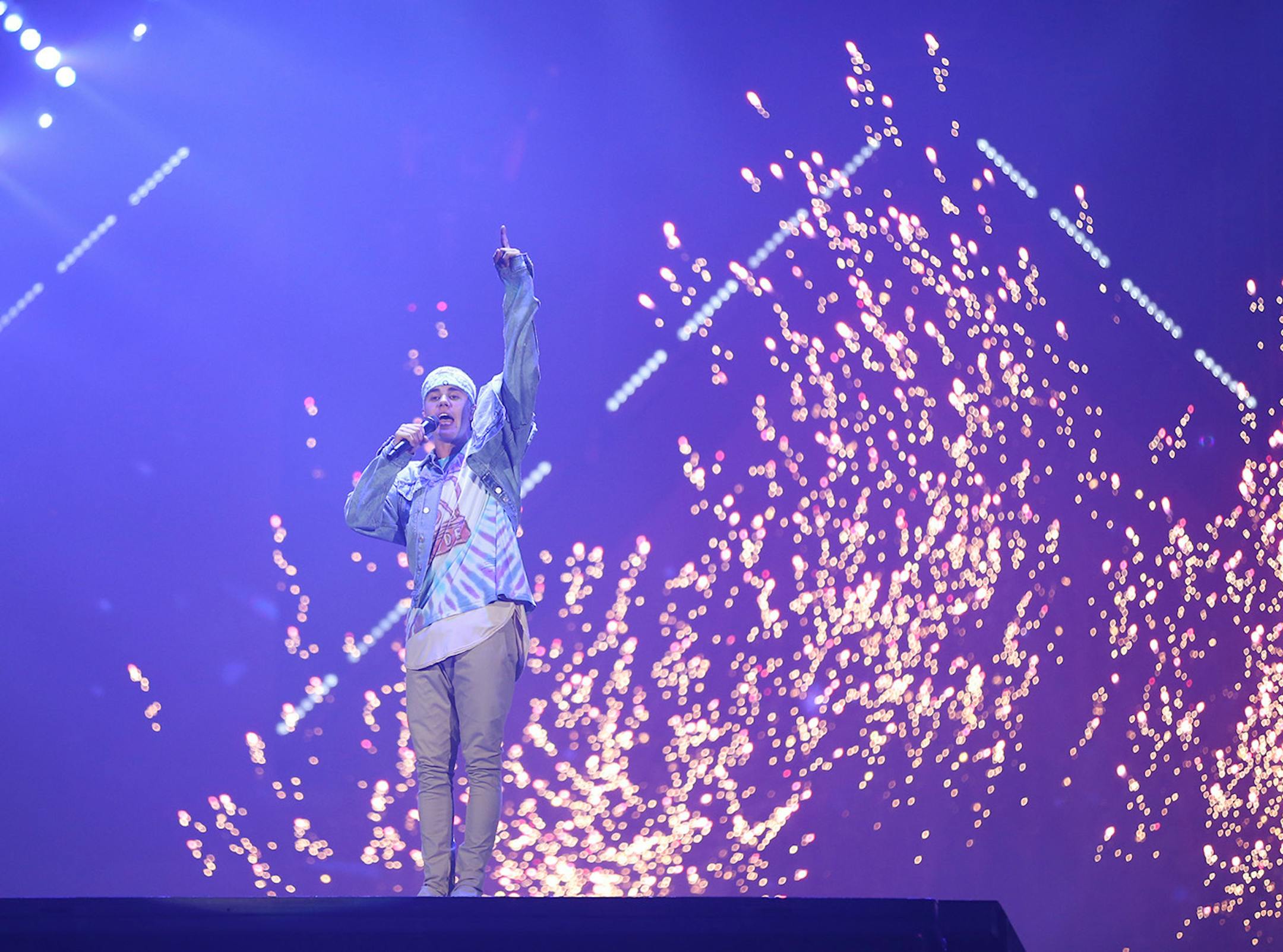 Justin Bieber early in his show at Target Center Sunday night.