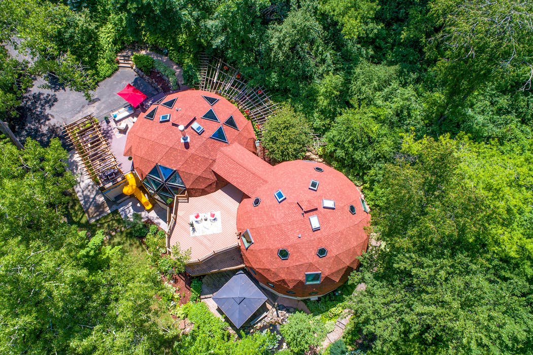 The geodesic “Double Domes” home in Eden Prairie has six bedrooms and five bathrooms and sits on 2 acres of green space.