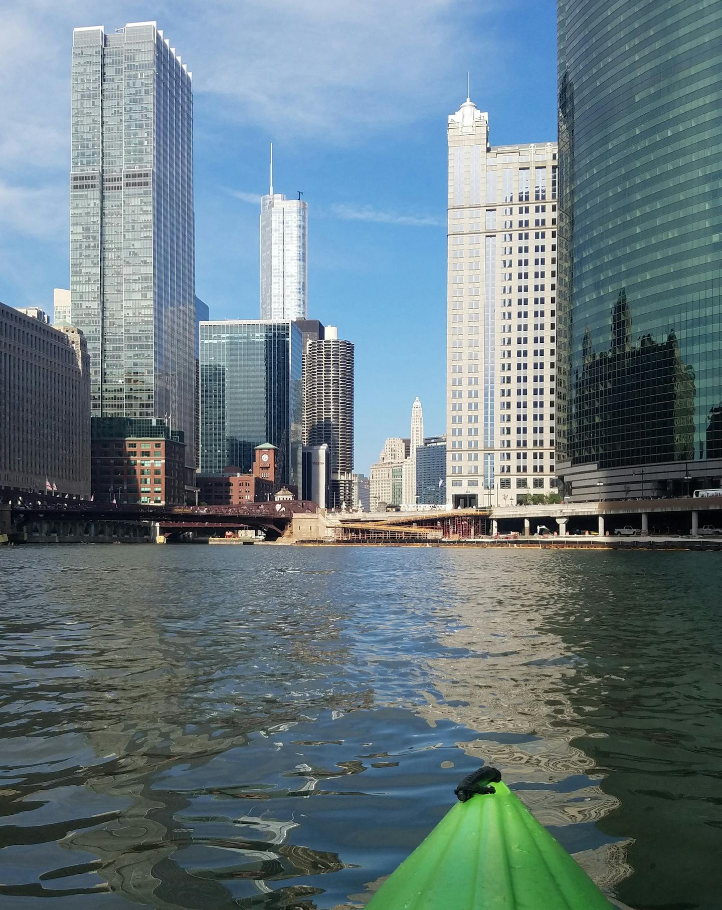 A kayak tour on the Chicago River.