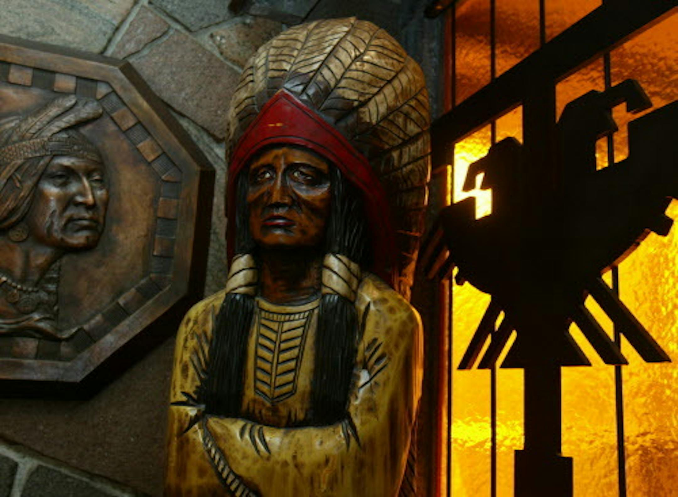 American Indian artifacts and motifs were everywhere in the interior decor of the Thunderbird Motel in 2003. The old Thunderbird, which has been a Ramada-branded hotel for 11 years, later this year will be torn down for a future expansion of the mall's property.