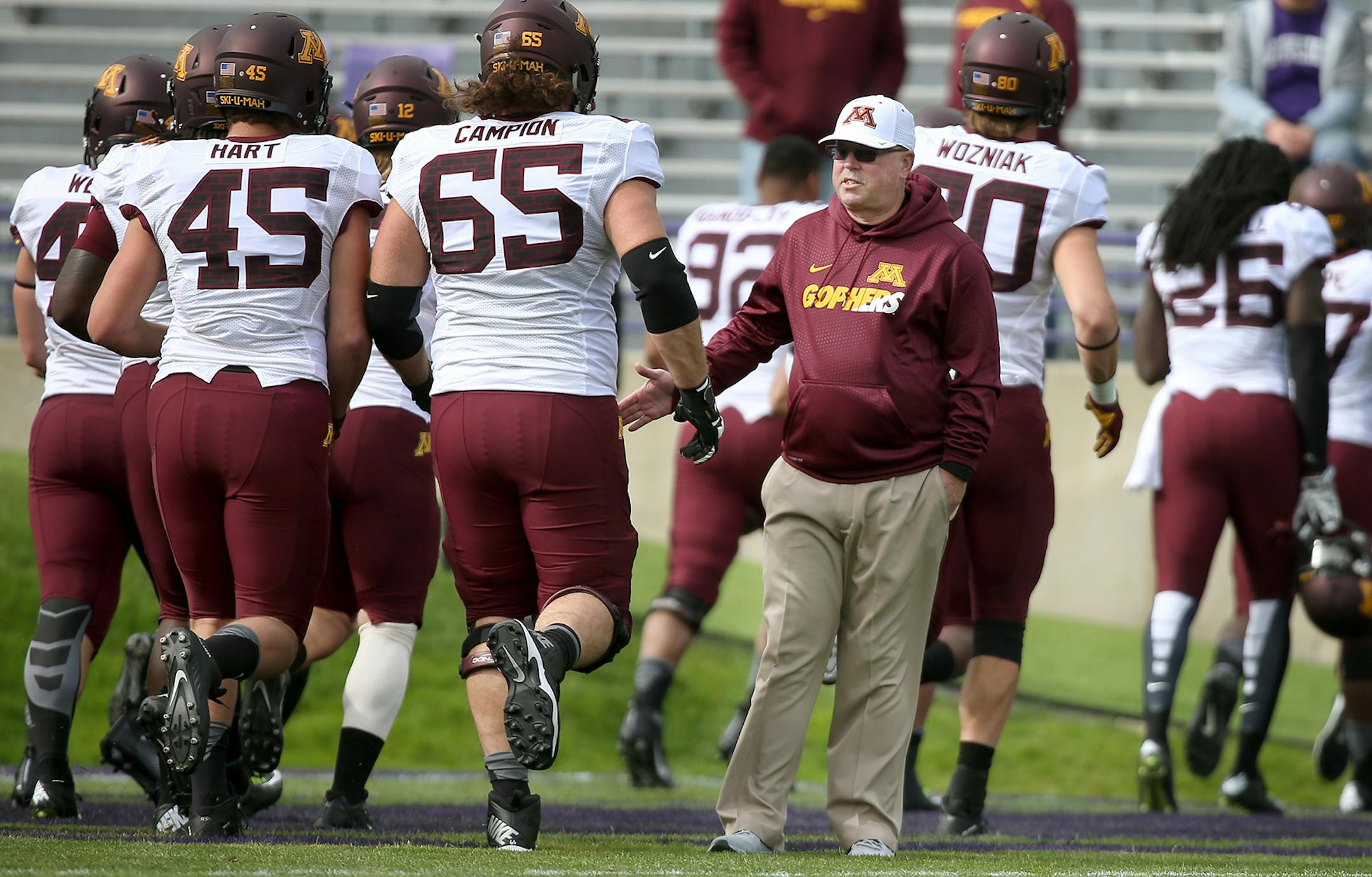 Minnesota Gophers head coach Jerry Kill walked the field before the Minnesota and Northwestern game, Saturday, October 3, 2015. ] (ELIZABETH FLORES/STAR TRIBUNE) ELIZABETH FLORES • eflores@startribune.com