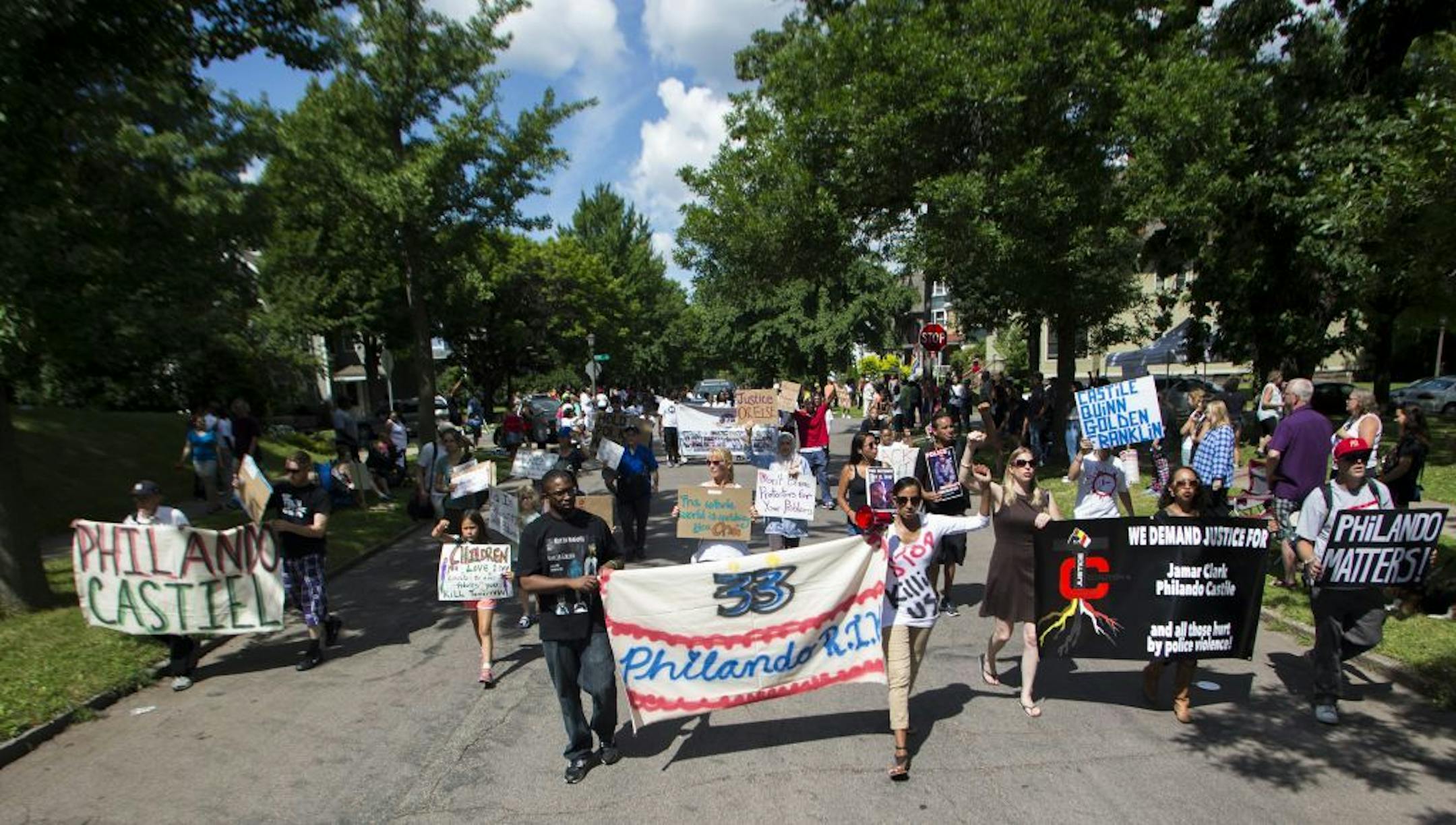 A group of people remembering Philando Castile, who would have been 33 today, marched in the parade.
