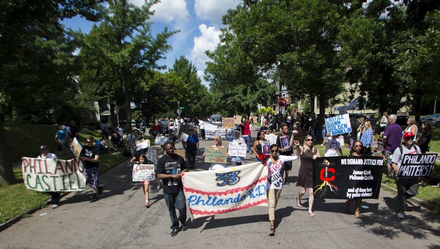 A group of people remembering Philando Castile, who would have been 33 today, marched in the parade.