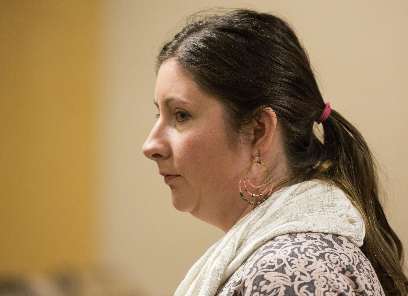 Peter Kelly's widow Christie Kelly enter the courtroom in Polk County Circuit Court in Balsam Lake on Friday, December 11, 2015. ] (Leila Navidi/Star Tribune) leila.navidi@startribune.com BACKGROUND INFORMATION: The murder trial of Levi Acre-Kendall, a Minnesota man charged with killing Wisconsin resident Peter S. Kelly after a dispute along the St. Croix River.