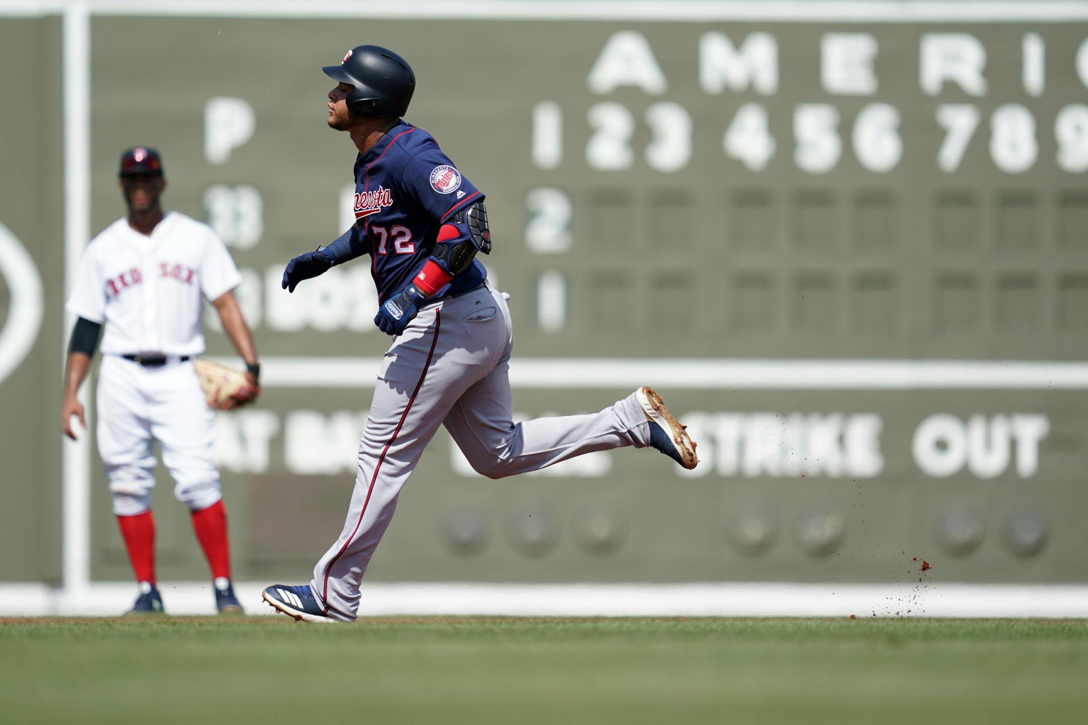 Minnesota Twins third baseman Randy Cesar (72) rounded the bases after hitting a home run during Sunday's game.
