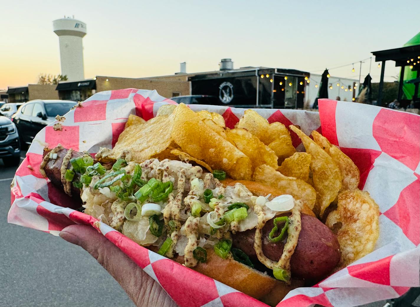 The Kielbasa with whole grain mustard, apple sausage and scallions from Sweet Lou's Craft Sausage & Butchery food truck.