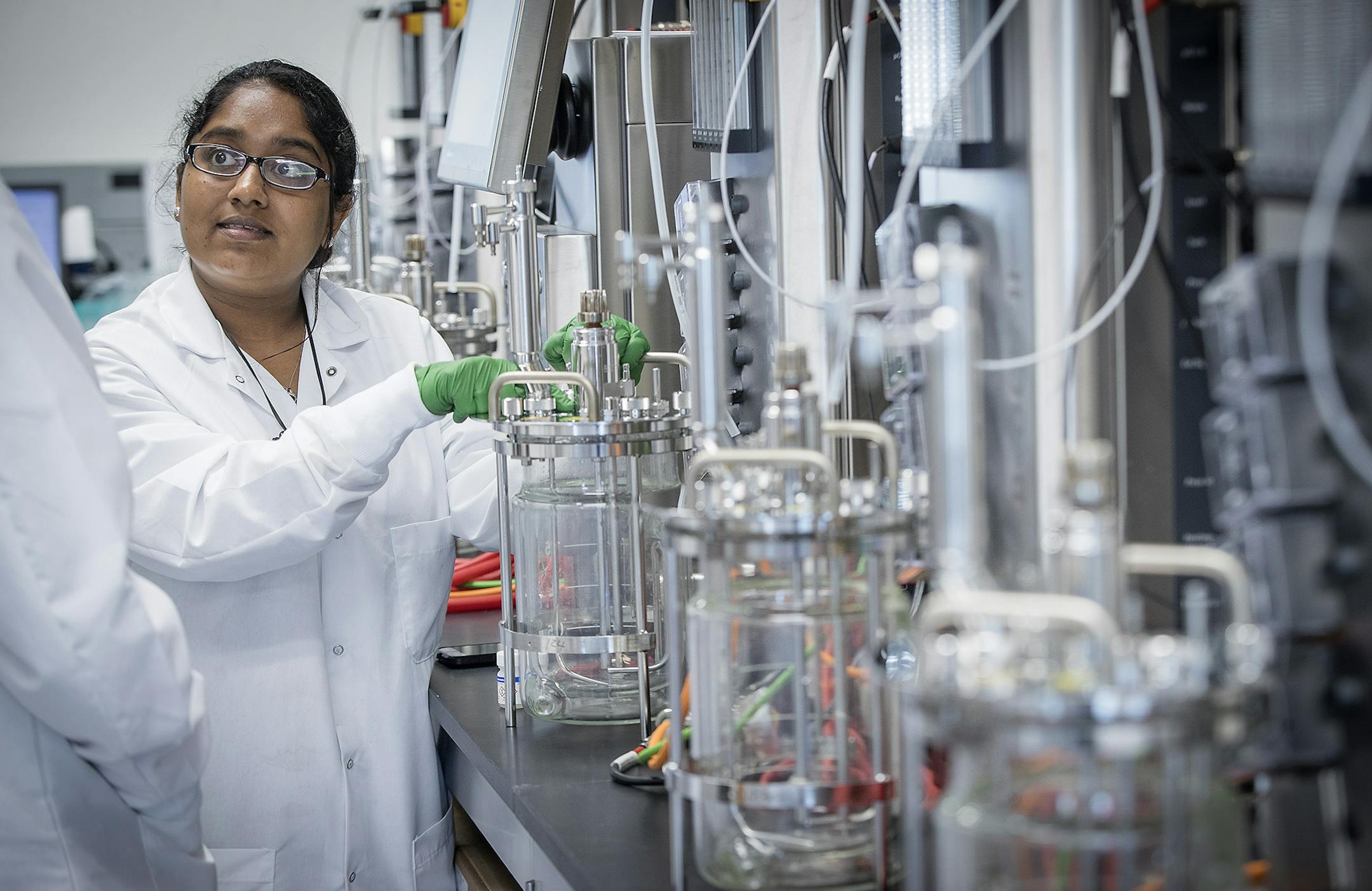 Varshini Venkatesan, cq, worked in one of the many labs at Takeda, Monday, July 16, 2018 in Brooklyn Park, MN. The Japanese Pharma company is opening its new biologic drug factory to manufacture a cutting-edge new drug. ] ELIZABETH FLORES ï liz.flores@startribune.com