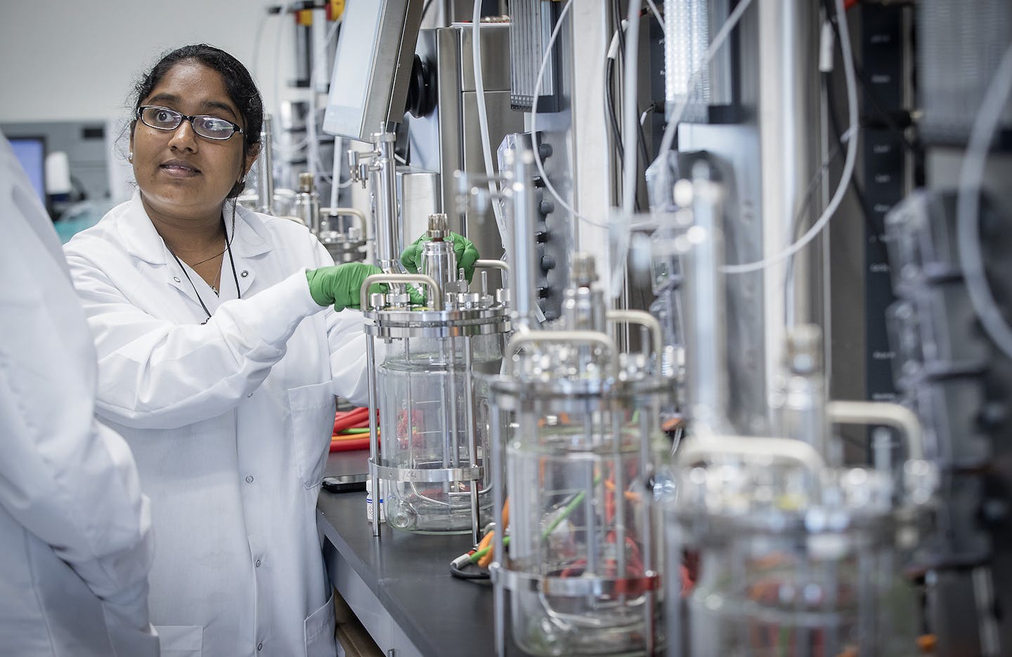 Varshini Venkatesan, cq, worked in one of the many labs at Takeda, Monday, July 16, 2018 in Brooklyn Park, MN. The Japanese Pharma company is opening its new biologic drug factory to manufacture a cutting-edge new drug. ] ELIZABETH FLORES &#xef; liz.flores@startribune.com