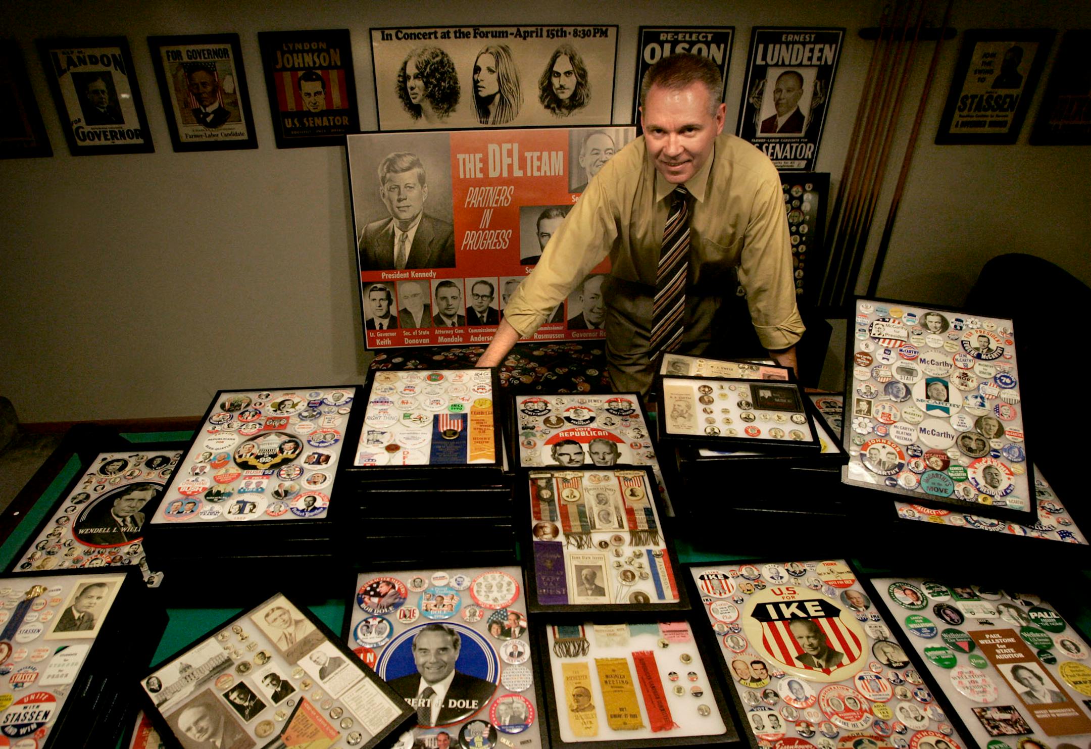 Paul Bengston of Eden Prairie has a large collection of state and national political campaign items.