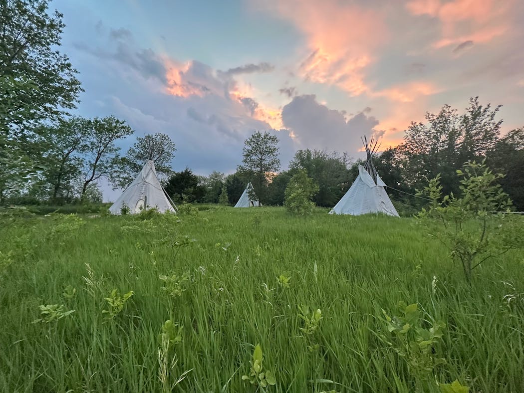Campers can stay in one of three canvas tipis in Blue Mounds State Park.