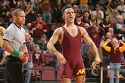 Ben Morgan, Jan. 24, 2016. Ben Morgan picked up a pin at 133 pounds in his career debut that ultimately helped the Gophers down Purdue 23-18. Universi