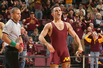 Ben Morgan, Jan. 24, 2016. Ben Morgan picked up a pin at 133 pounds in his career debut that ultimately helped the Gophers down Purdue 23-18. Universi