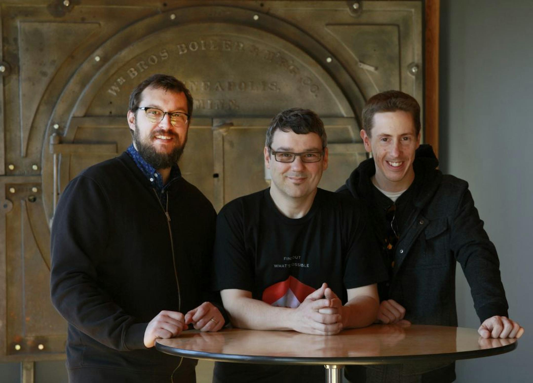 Co-founders of Visual, Taylor Carik ( left ) and Chuck Olsen ( center) and CTO Chris Johnson -right