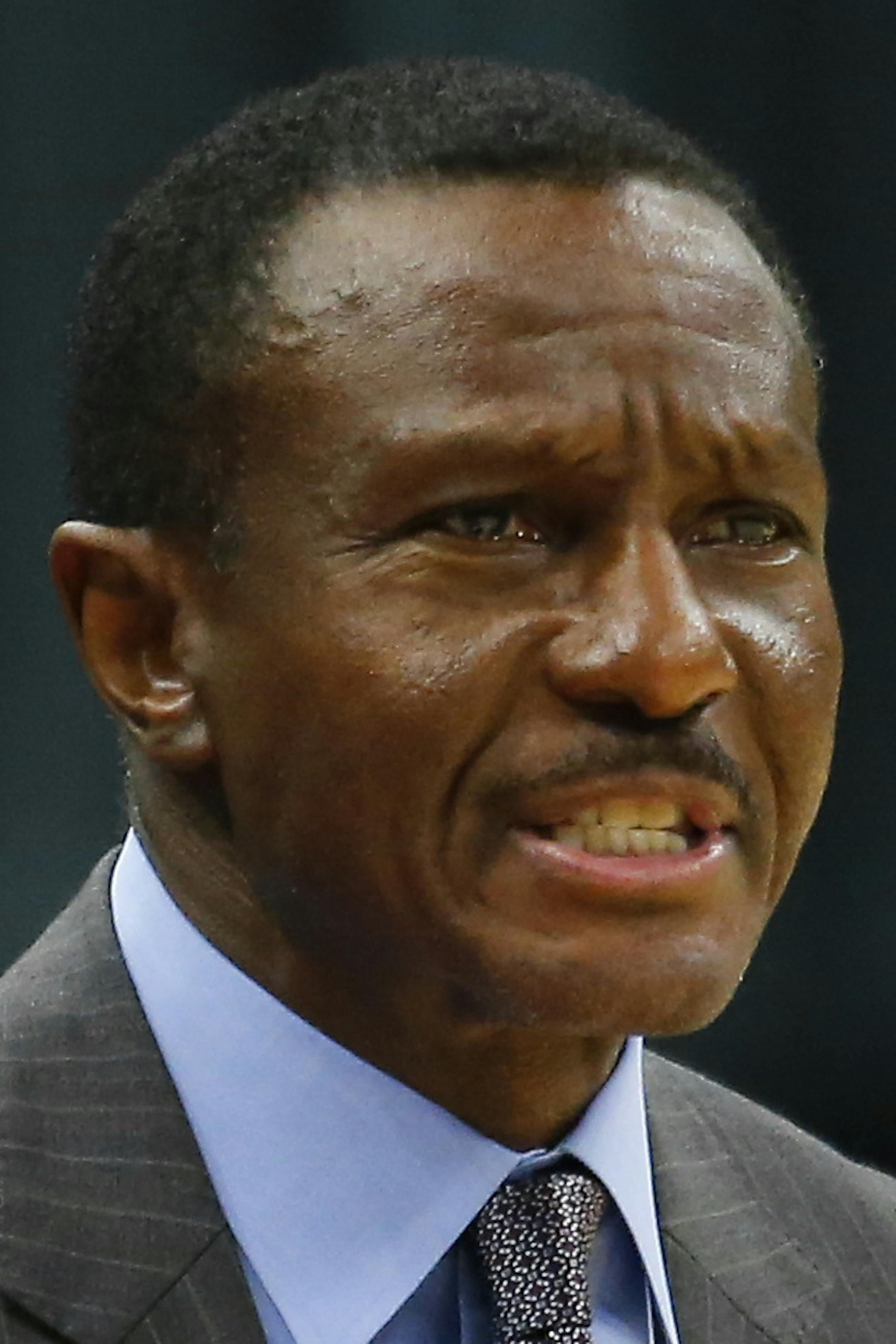 Detroit Pistons coach Dwane Casey reacts during the first half of the team's NBA basketball game against the Detroit Pistons on Friday, Nov. 9, 2018, in Atlanta. (AP Photo/Todd Kirkland)