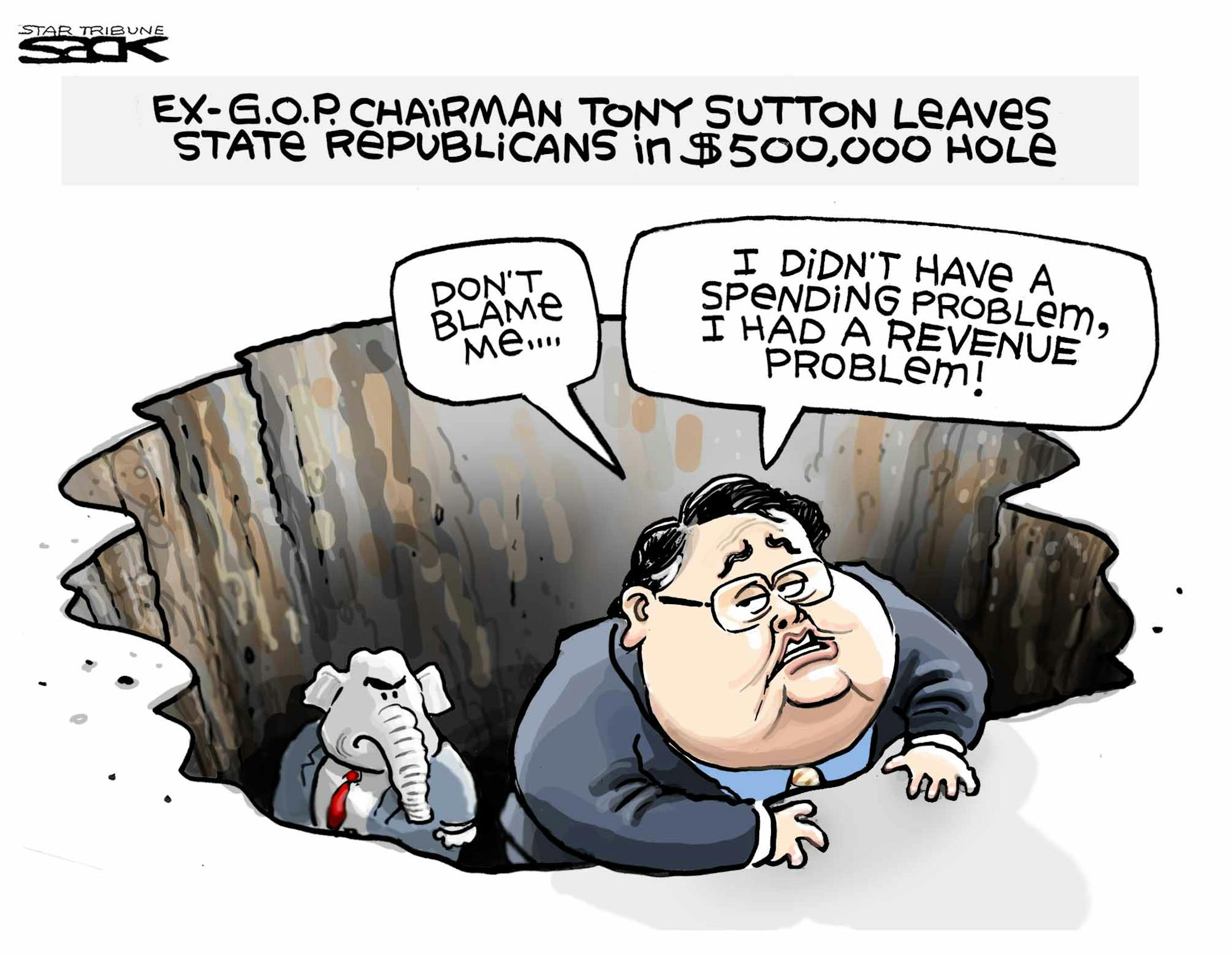 Topic: Tony Sutton resigns as state's GOP party chair, leaving a financial mess behind.