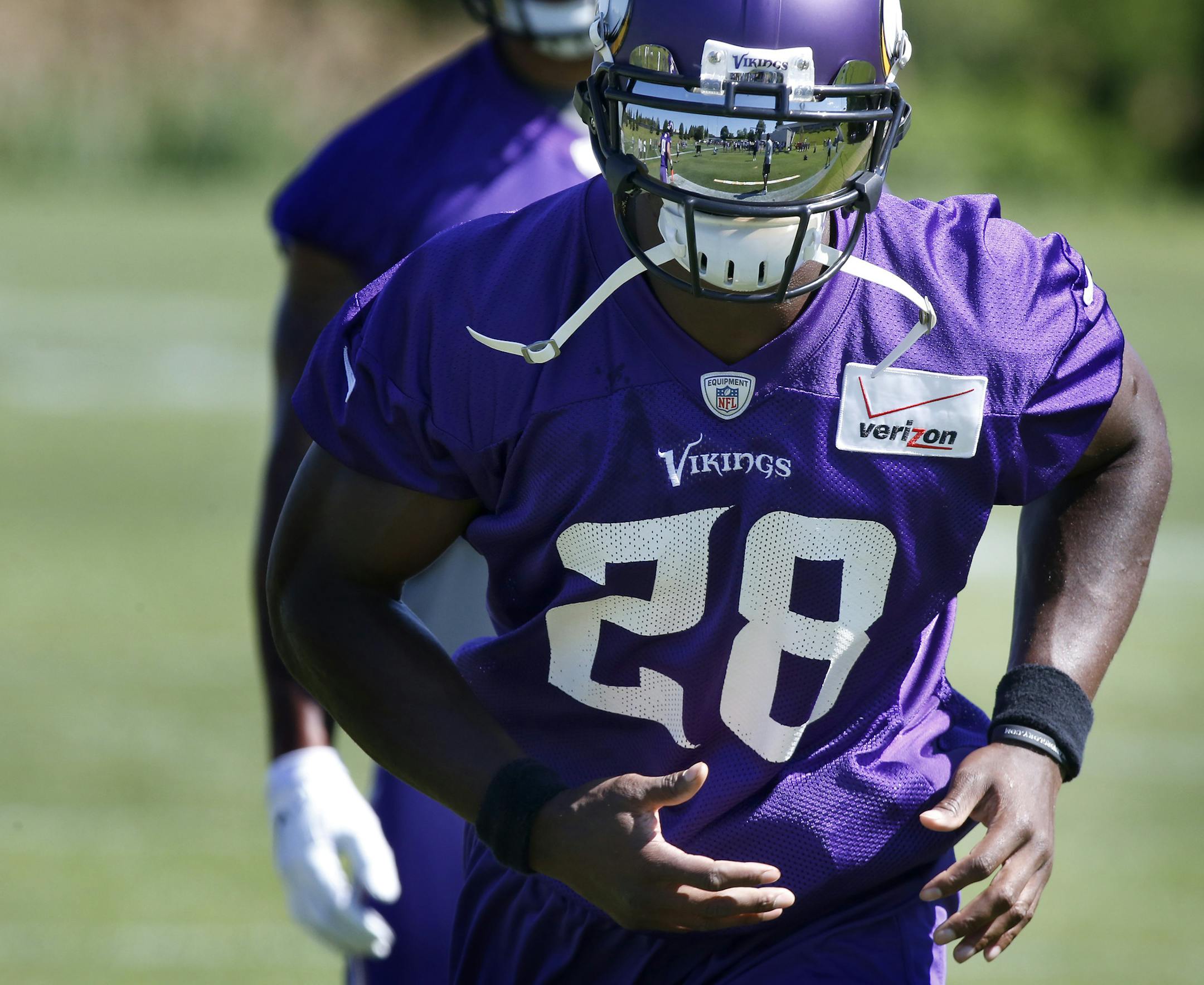 Minnesota Vikings running back Adrian Peterson (28) during the first day of Minicamp. ] CARLOS GONZALEZ cgonzalez@startribune.com - June 16, 2015, Eden Prairie, MN, Winter Park, NFL, Minnesota Vikings Minicamp
