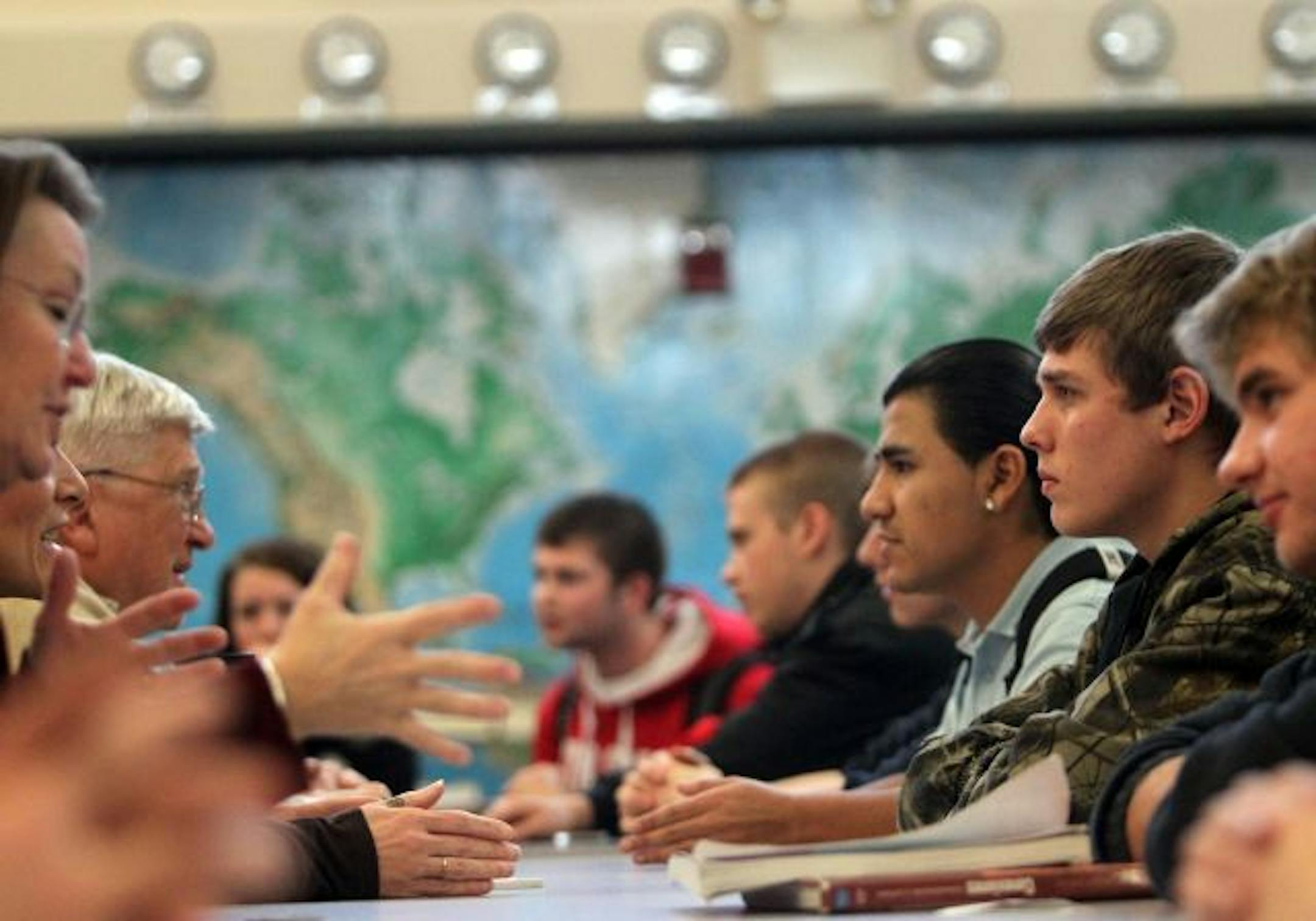 Students sat opposite their momentary mentors in five-minute sessions that might be just enough to whet a young person's appetite to learn more about a particular career. Mentors came from all sorts of fields – from the wood supply business, to law, to education, to police work and more.