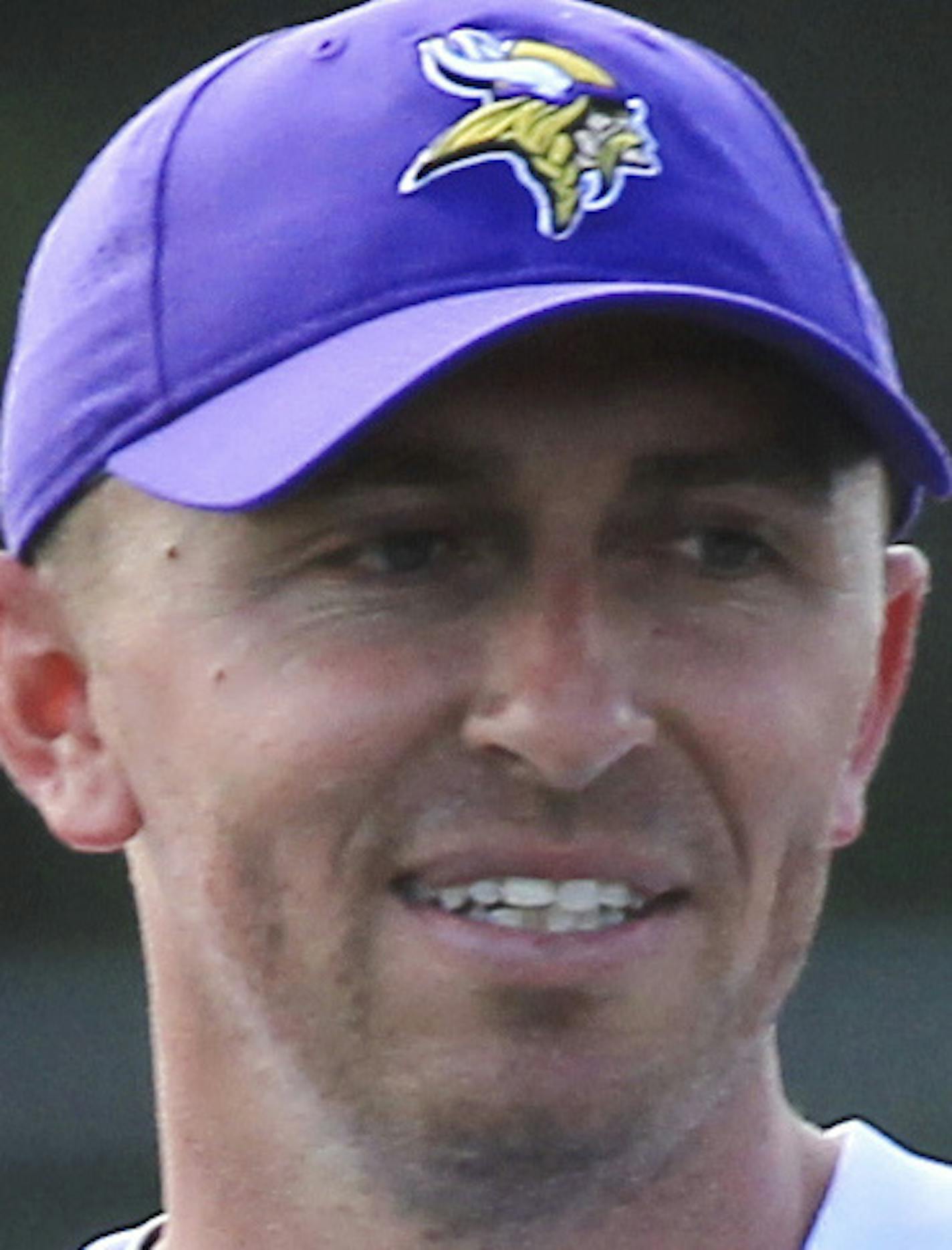 Minnesota Vikings kicker Marshall Koehn (1) and Vikings kicker Kai Forbath (2) watch practice during NFL football training camp Thursday, July 27, 2017, in Mankato, Minn. (AP Photo/Andy Clayton-King)