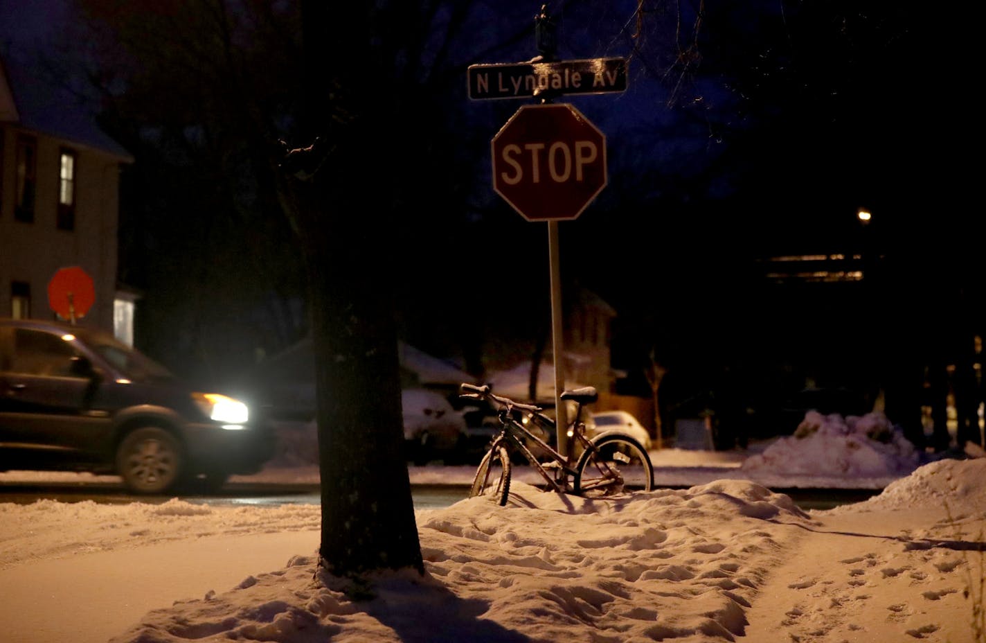 Homicide scene where a woman was found dead overnight at the corner of Lyndale and 22nd Ave. N and seen Wednesday, Jan. 31, 2018, in Minneapolis, MN.