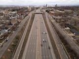 Afternoon traffic moved along the I-94 freeway as it cuts through the Rondo neighborhood Tuesday in St. Paul.