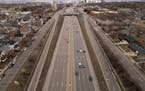 Afternoon traffic moved along the I-94 freeway as it cuts through the Rondo neighborhood in St. Paul.