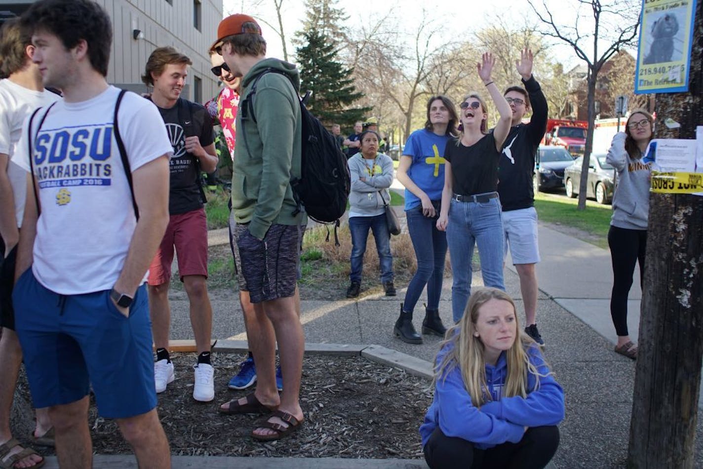 Abbie Pearson, who lives down the street from the Marshall, watched firefighters on Tuesday. She said she knows students in the building, but they were not home at the time.