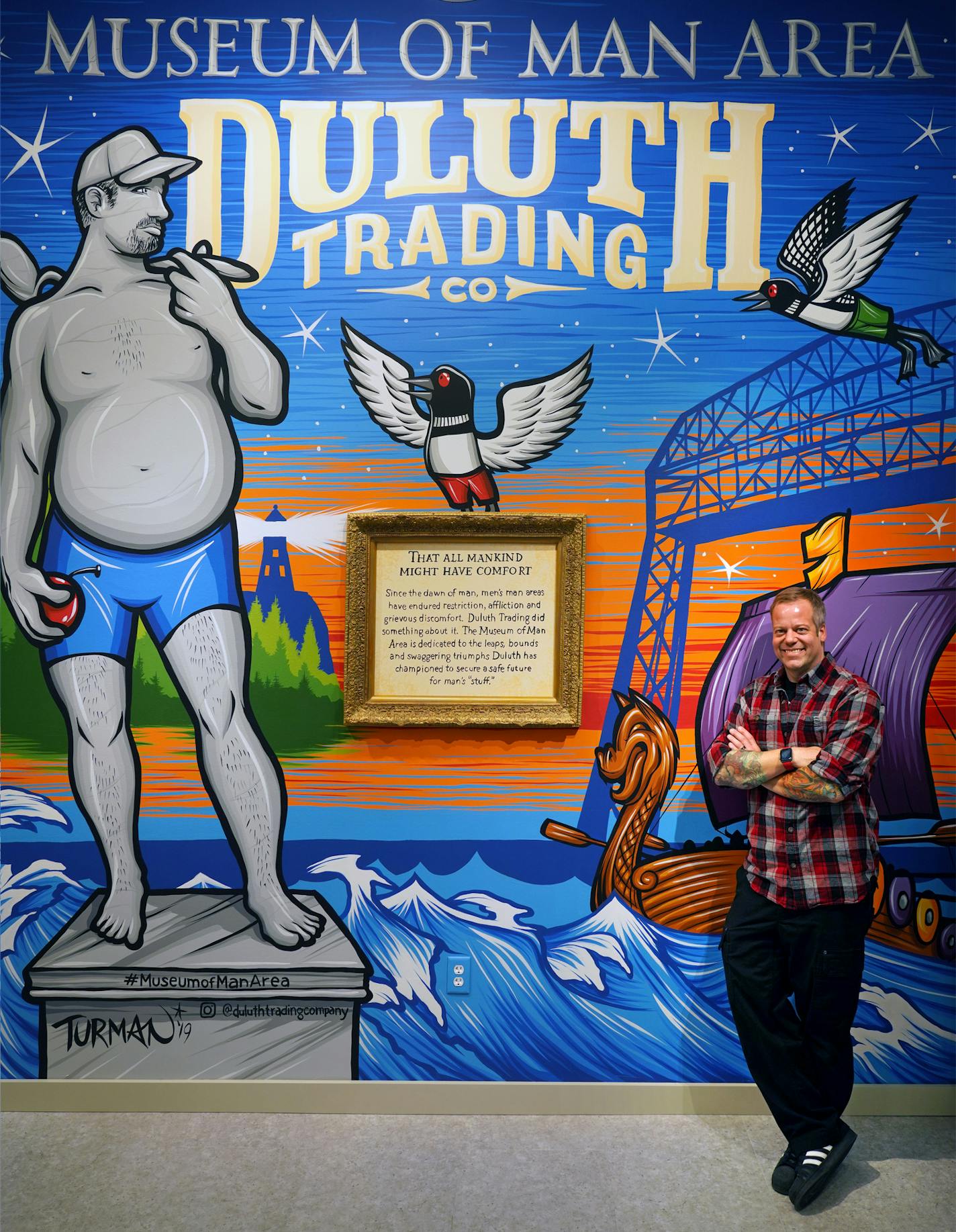 Duluth Trading Co opens its new prototype store in Mall of America, a downsized store entirely dedicated to men's underwear and irreverence. The shop also includes a Museum of Man. Minnesota artist Adam Turman stands by a large mural he painted inside the store.
brian.peterson@startribune.com
Bloomington, MN
Monday, November 4, 2019