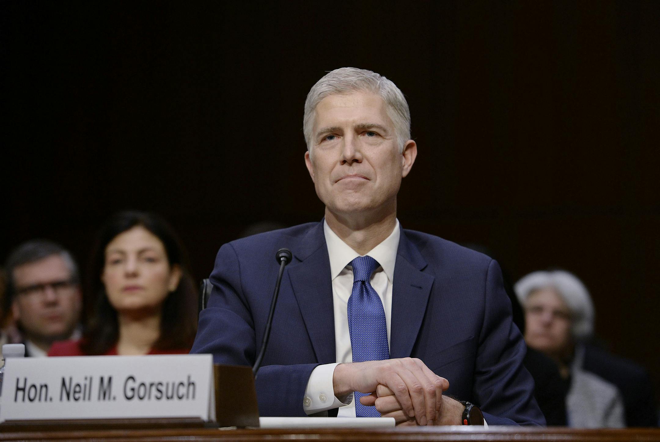 Judge Neil Gorsuch attends the first day of his Supreme Court confirmation hearing before the Senate Judiciary Committee in the Hart Senate Office Building on Capitol Hill March 20, 2017 in Washington, D.C.