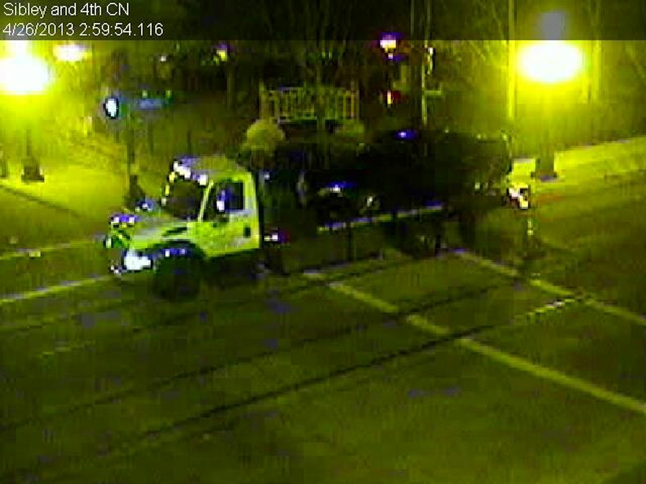 Police are looking for this vehicle,which damaged tracks in downtown St. Paul for the yet-to-open Central Corridor light-rail line.