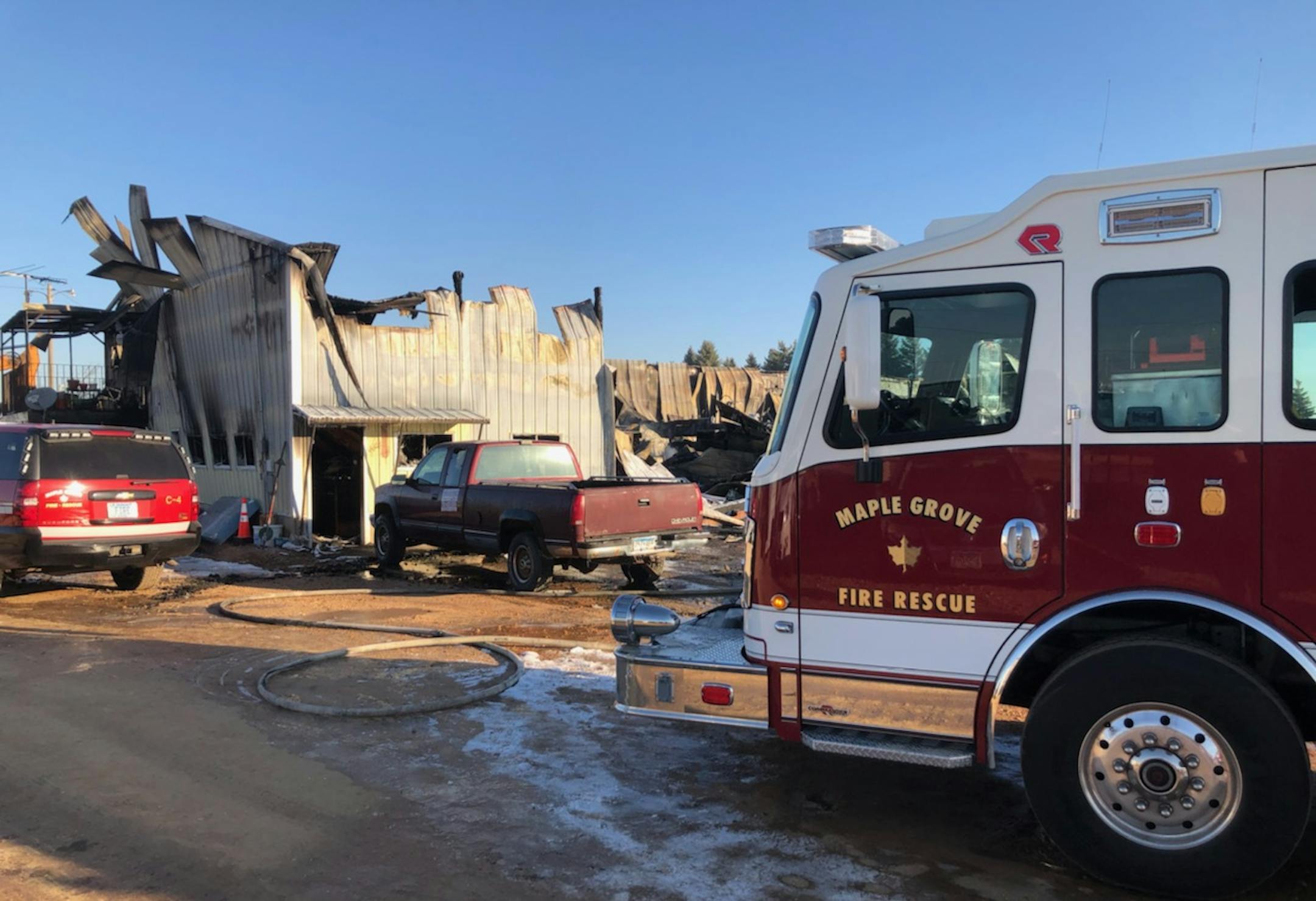 One person was found dead Wednesday in a Maple Grove commercial building that was heavily damaged by fire the night before.