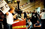 In August 1991, a march and rally was held at Minneapolis City Hall in response to attacks against gay, lesbian and bisexual people. Rick Simon, left,