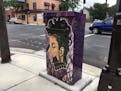 Artwork of Prince, circa early 1990s, adorns a utility box at 4th Av. and 38th St. in south Minneapolis, designed by Juan Reid.