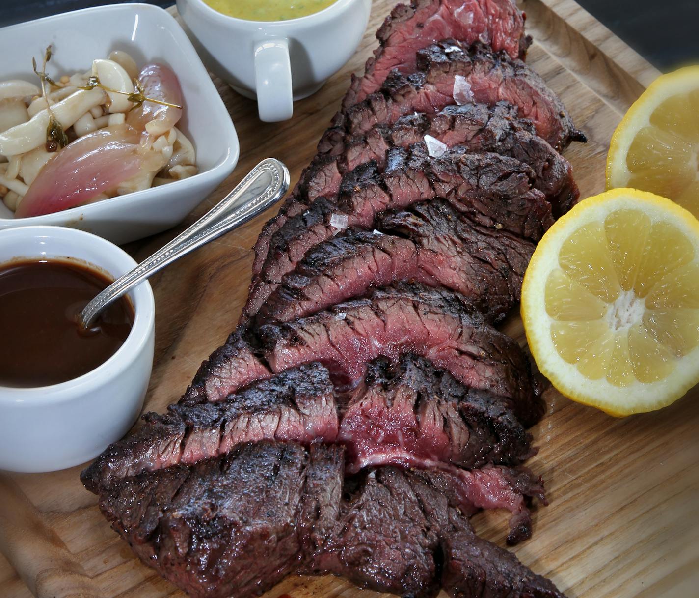 From the Burch Steak 1933 Colfax Av S, Food: The Hanger steak. ] TOM WALLACE tom.wallace@startribune.com ASSIGNMENT #20029820A SLUG/SAXO# 286168 rn071813 EXTRA INFORMATION: Restaurant review. Could you shoot chefs Danny del Prado and Isaac Becker (separate and together), and also a group shot of Danny, Isaac, Nancy St. Pierre and Ryan Burnet, if possible? Two atmosphere shots: The dining room with a view of the kitchen, and the downstairs pizza bar. Food: Pork shoulder, steak (let them choose, b