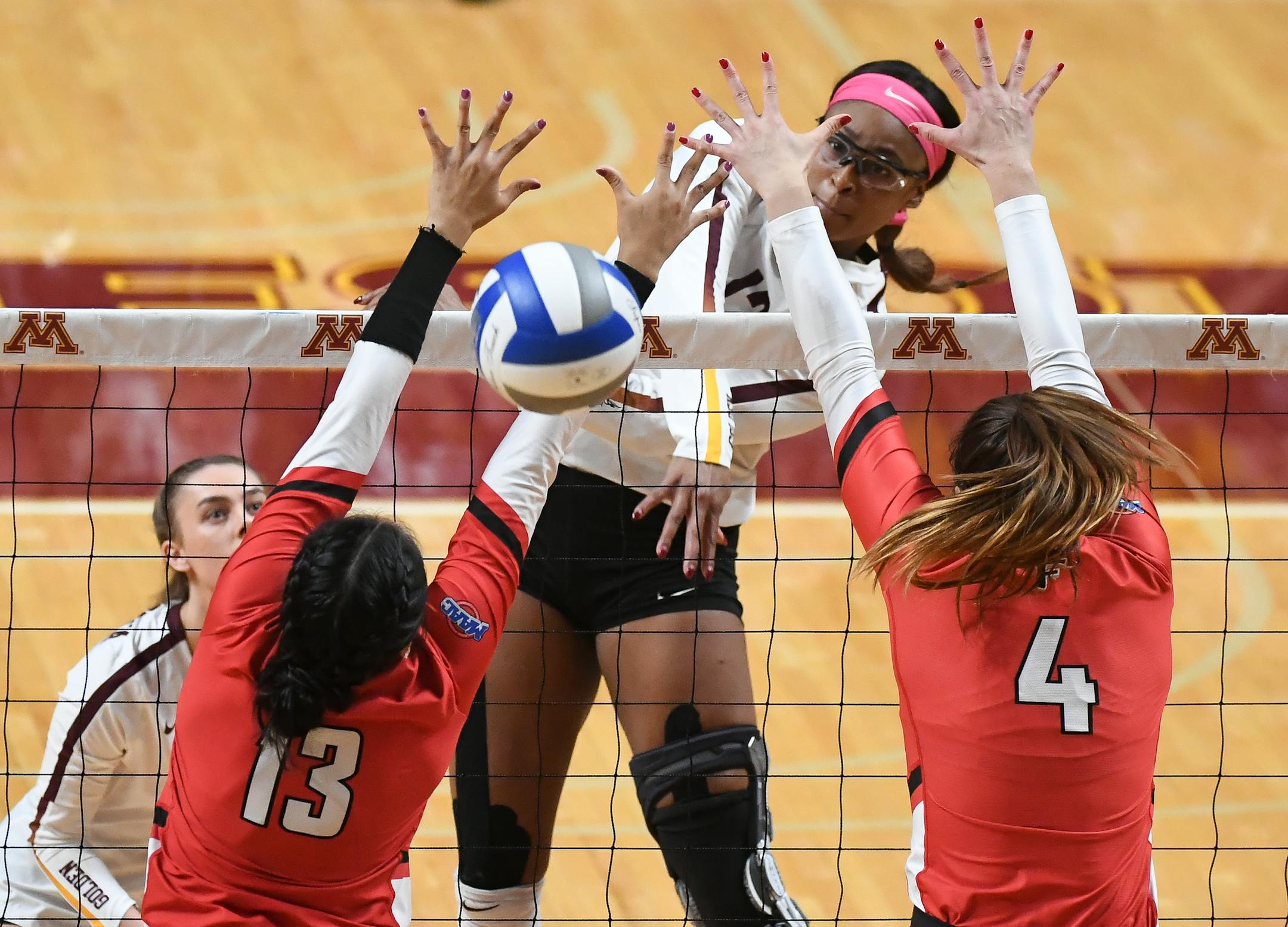 Second-team All-Big Ten selection Taylor Morgan, a 6-foot middle blocker, led the Gophers with 14 blocks last weekend in victories over Fairfield and Creighton.