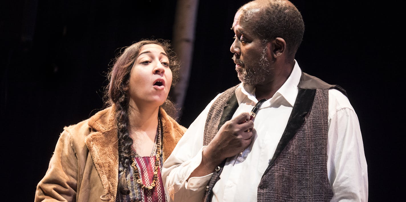 Marisa Carr and James A. Williams in &#x201c;George Bonga: Black Voyageur.&#x201d;