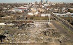 Demolition underway at the site of the former Kmart on Lake Street in Minneapolis on Nov. 15, 2023.